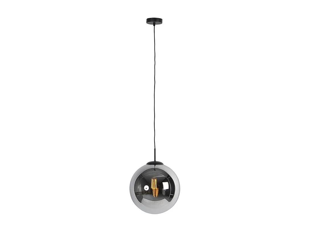 Lampe à suspension Art Déco noire avec verre fumé 30 cm - Pallon