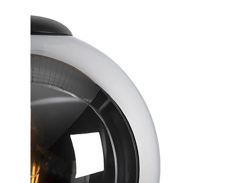 Lampe à suspension Art Déco noire avec verre fumé 30 cm - Pallon