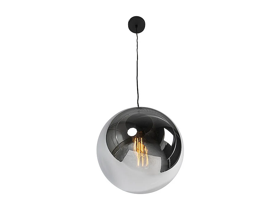 Suspension Art Déco noire avec verre fumé 30 cm - Pallon