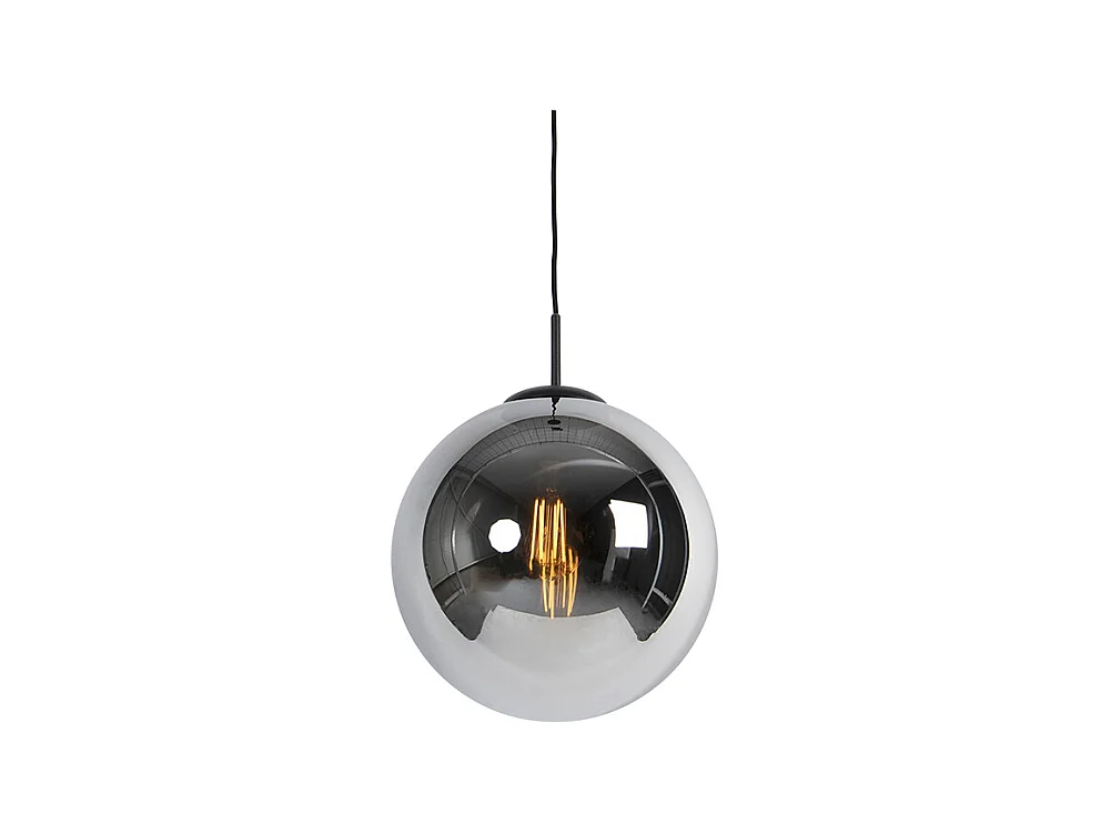 Lampe à suspension Art Déco noire avec verre fumé 30 cm - Pallon