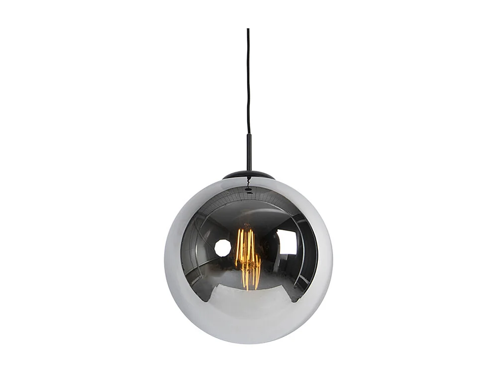 Suspension Art Déco noire avec verre fumé 30 cm - Pallon