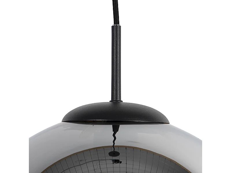 Suspension Art Déco noire avec verre fumé 30 cm - Pallon