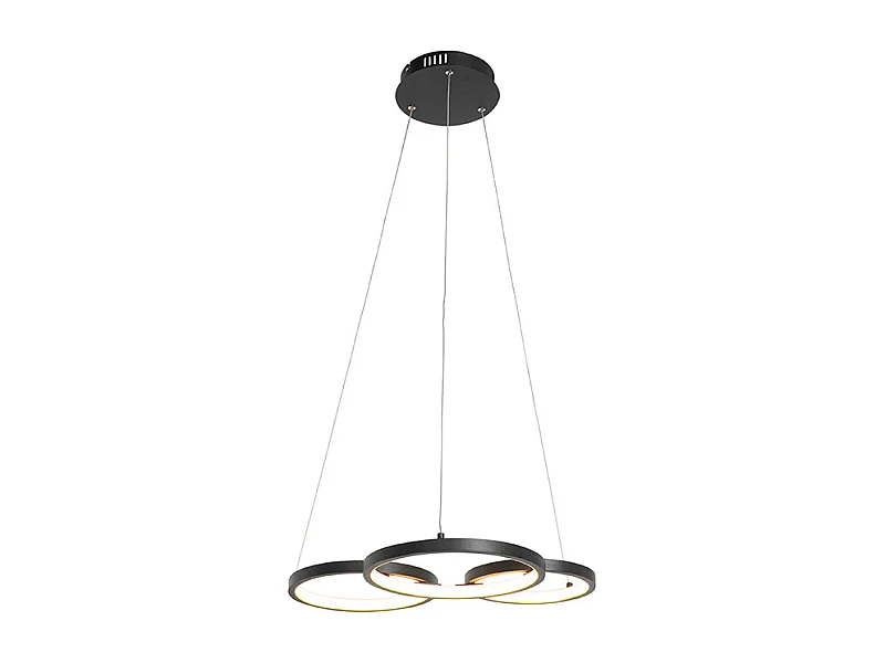 Lampe à suspension noire avec LED 3-step dimmable 3-light - RONDAS