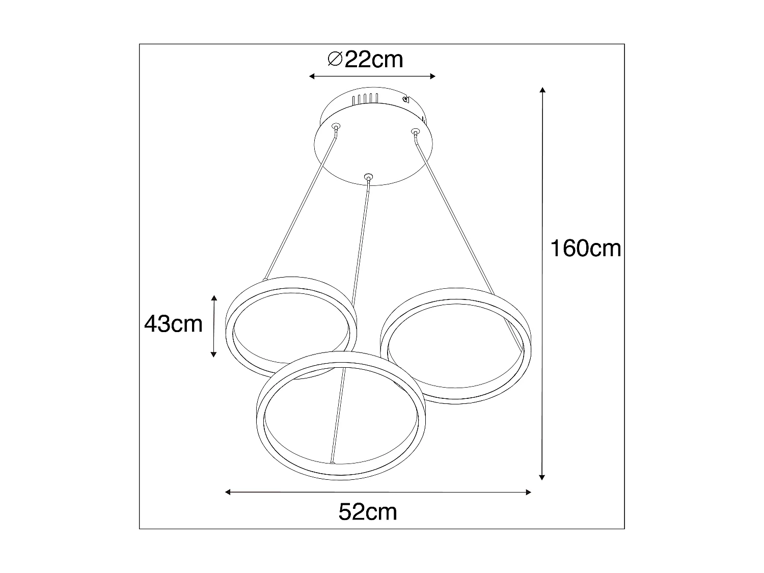 Lampe à suspension noire avec LED 3-step dimmable 3-light - RONDAS