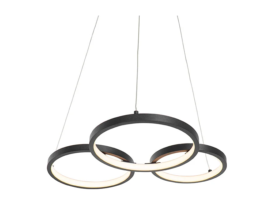 Lampe à suspension noire avec LED 3-step dimmable 3-light - RONDAS
