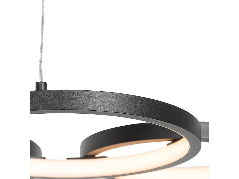 Lampe à suspension noire avec LED 3-step dimmable 3-light - RONDAS