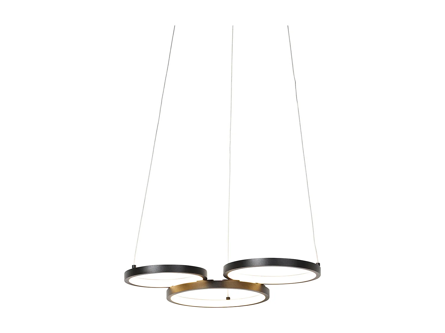 Suspension noire avec LED 3 niveaux d’intensité 3 lumières - Rondas