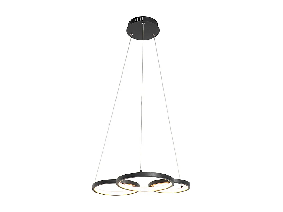 Suspension noire avec LED 3 niveaux d’intensité 3 lumières - Rondas