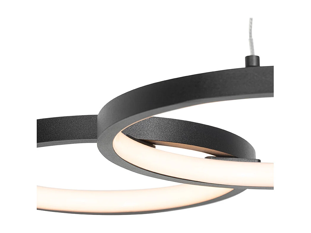 Suspension noire avec LED 3 niveaux d’intensité 3 lumières - Rondas