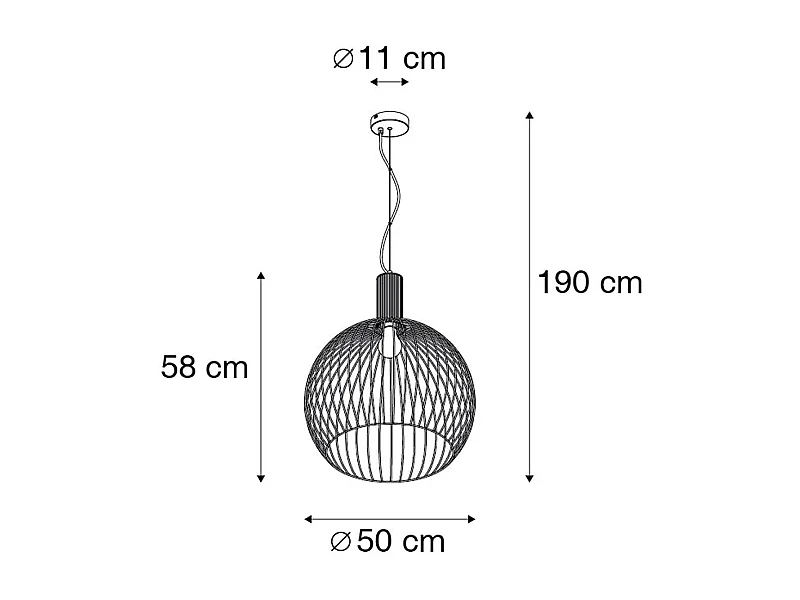 Suspension ronde intelligente noire 50 cm avec Wifi G95 - Dos