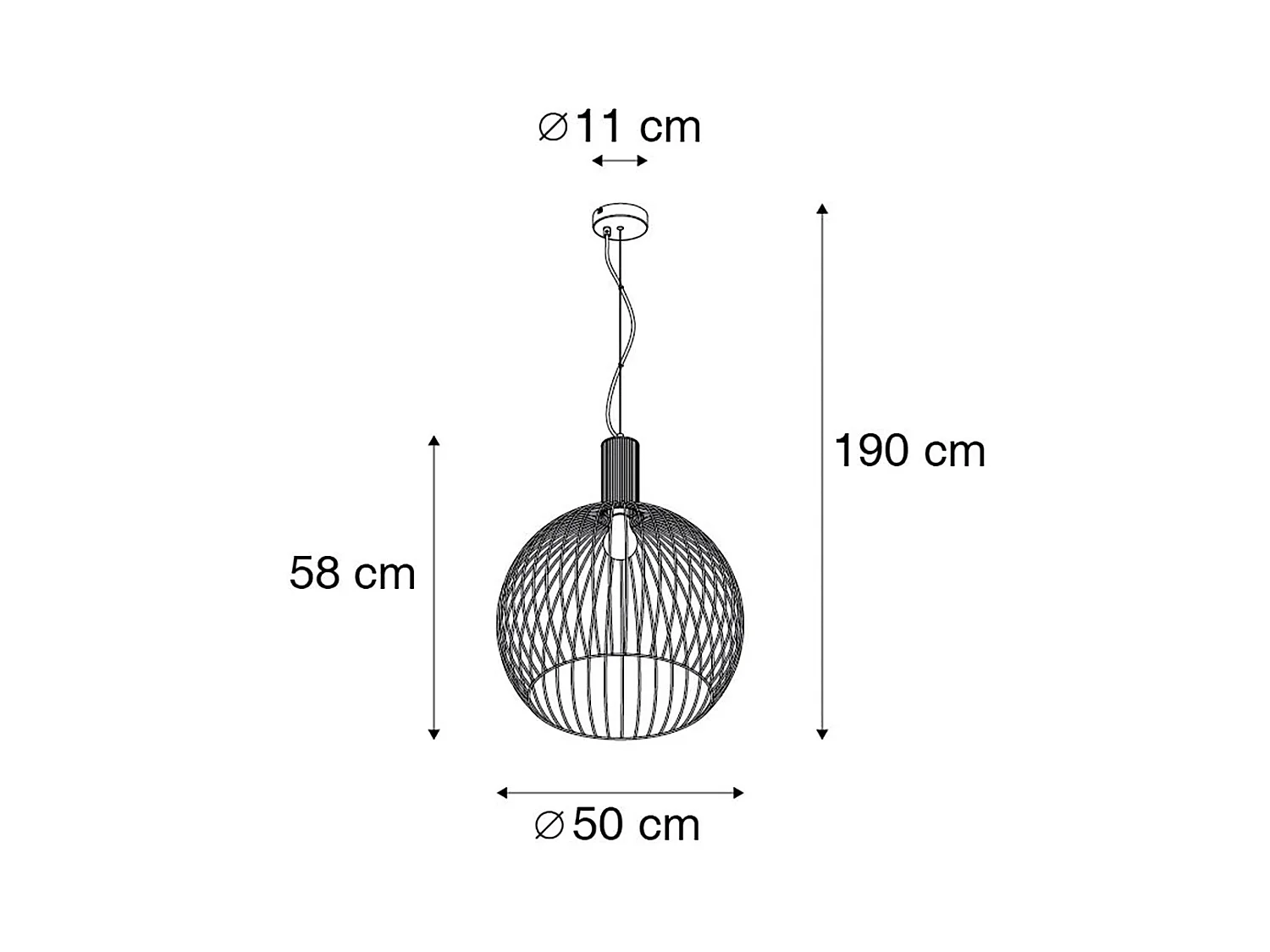 Suspension ronde intelligente noire 50 cm avec Wifi G95 - Dos