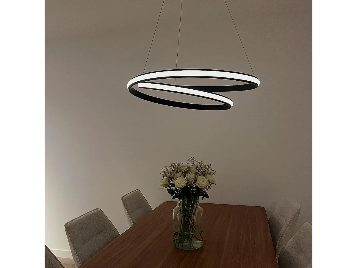 Suspension moderne noire 74 cm avec LED - Rowan