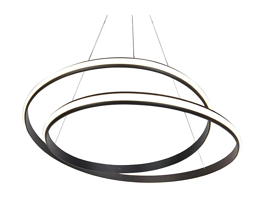 Suspension moderne noire 74 cm avec LED - Rowan