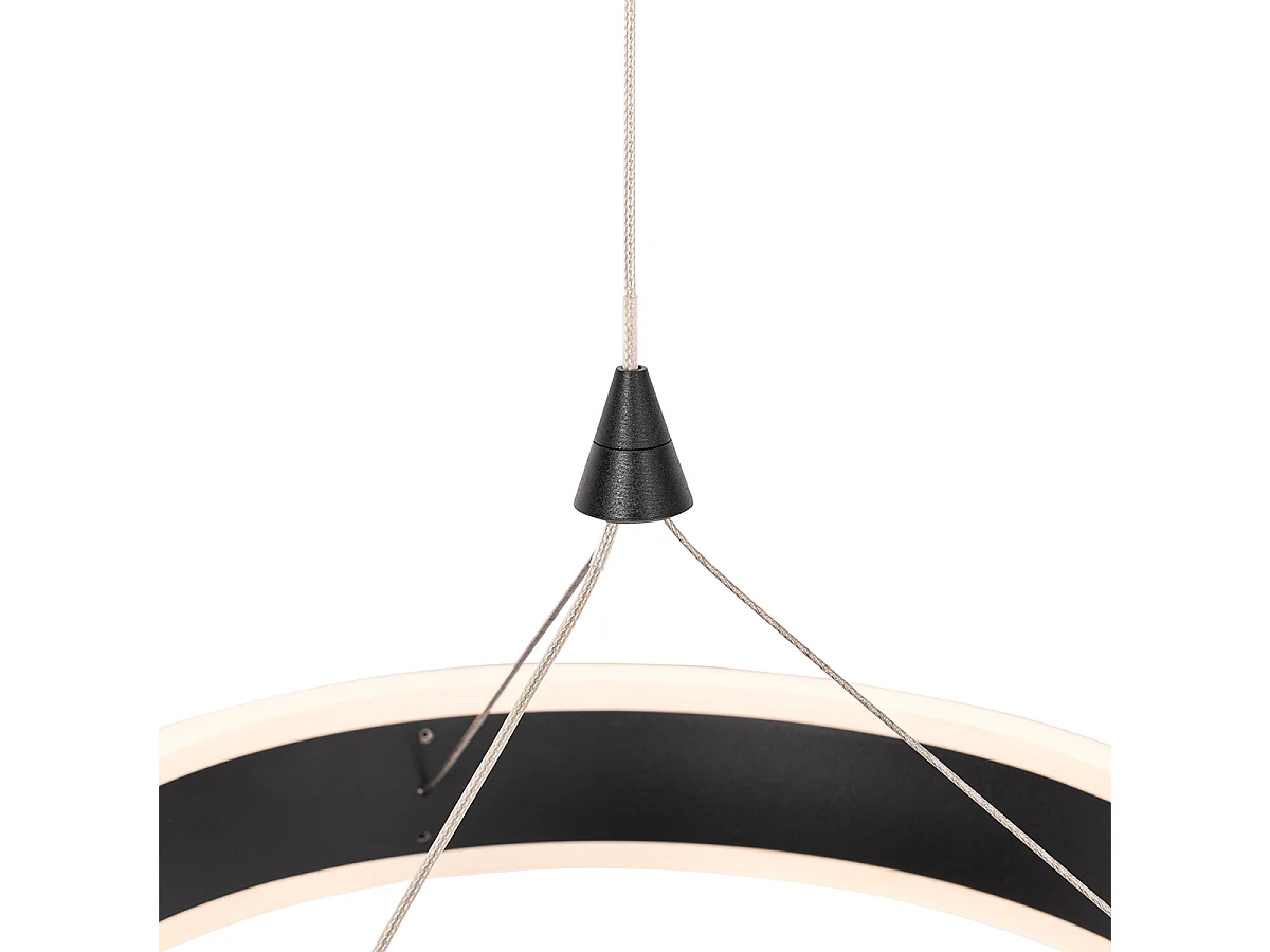Suspension ronde noire avec LED à intensité variable 3 niveaux 3 lumières - Lyani