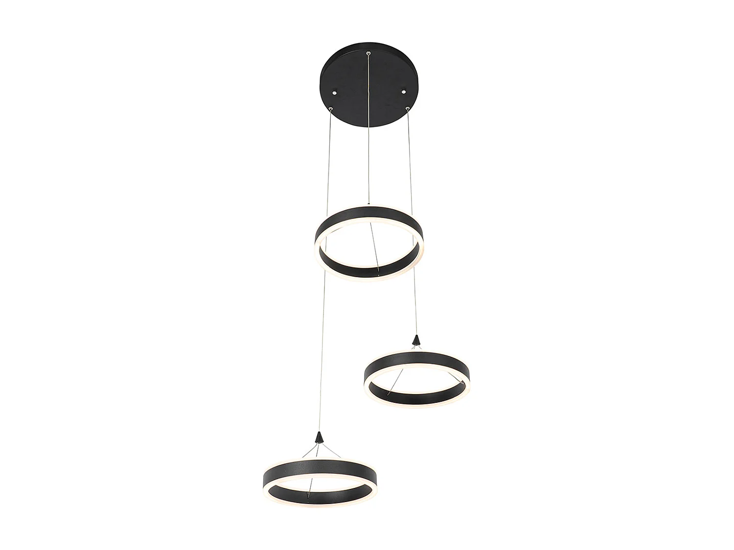 Suspension ronde noire avec LED à intensité variable 3 niveaux 3 lumières - Lyani