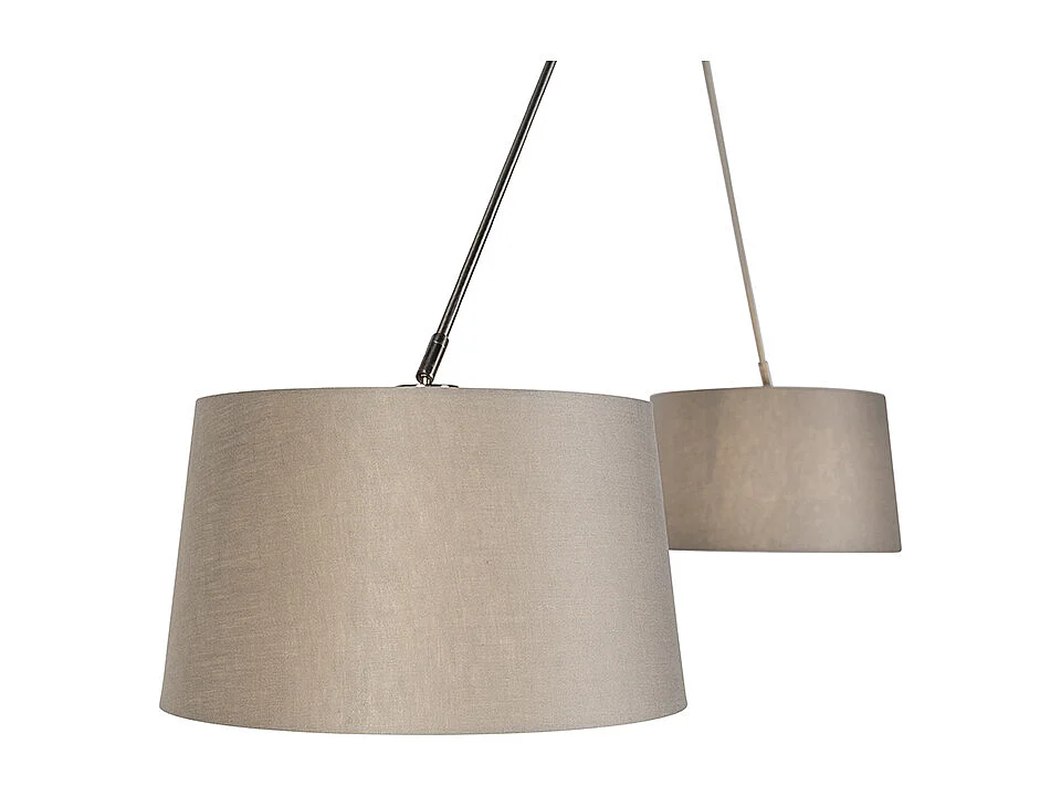 Suspension avec abat-jour en lin taupe 35 cm - Acier Blitz II