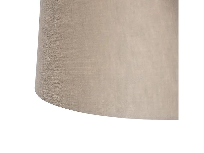 Suspension en acier avec abat-jour en lin taupe 35 cm 2 lumières - Blitz