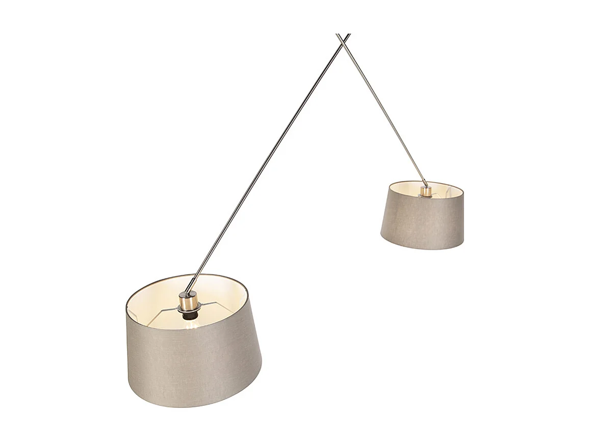 Suspension en acier avec abat-jour en lin taupe 35 cm 2 lumières - Blitz