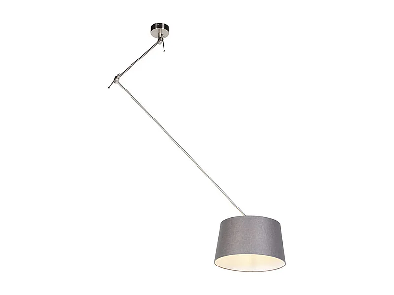 Suspension acier avec abat-jour en lin gris foncé 35 cm - Blitz