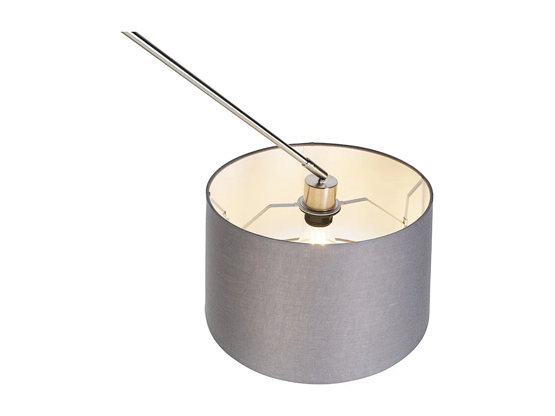 Suspension avec abat-jour en lin gris foncé 35 cm - Acier Blitz I