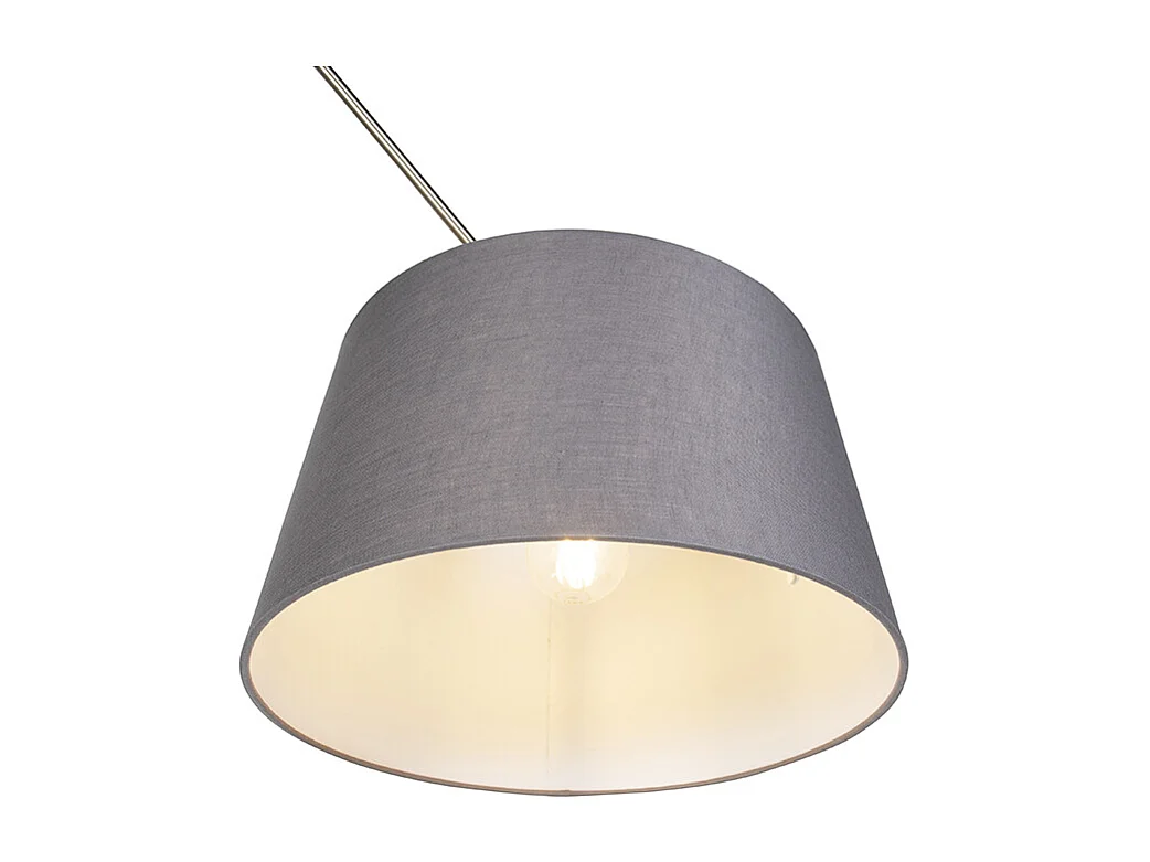 Suspension acier avec abat-jour en lin gris foncé 35 cm - Blitz