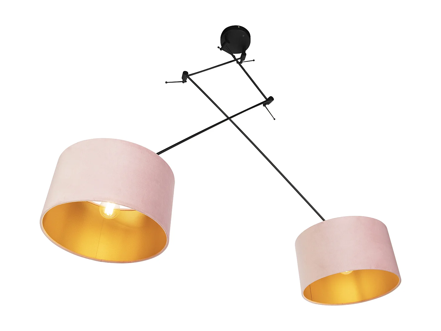 Suspension avec abat-jours en velours rose avec or 35 cm - Blitz II noir