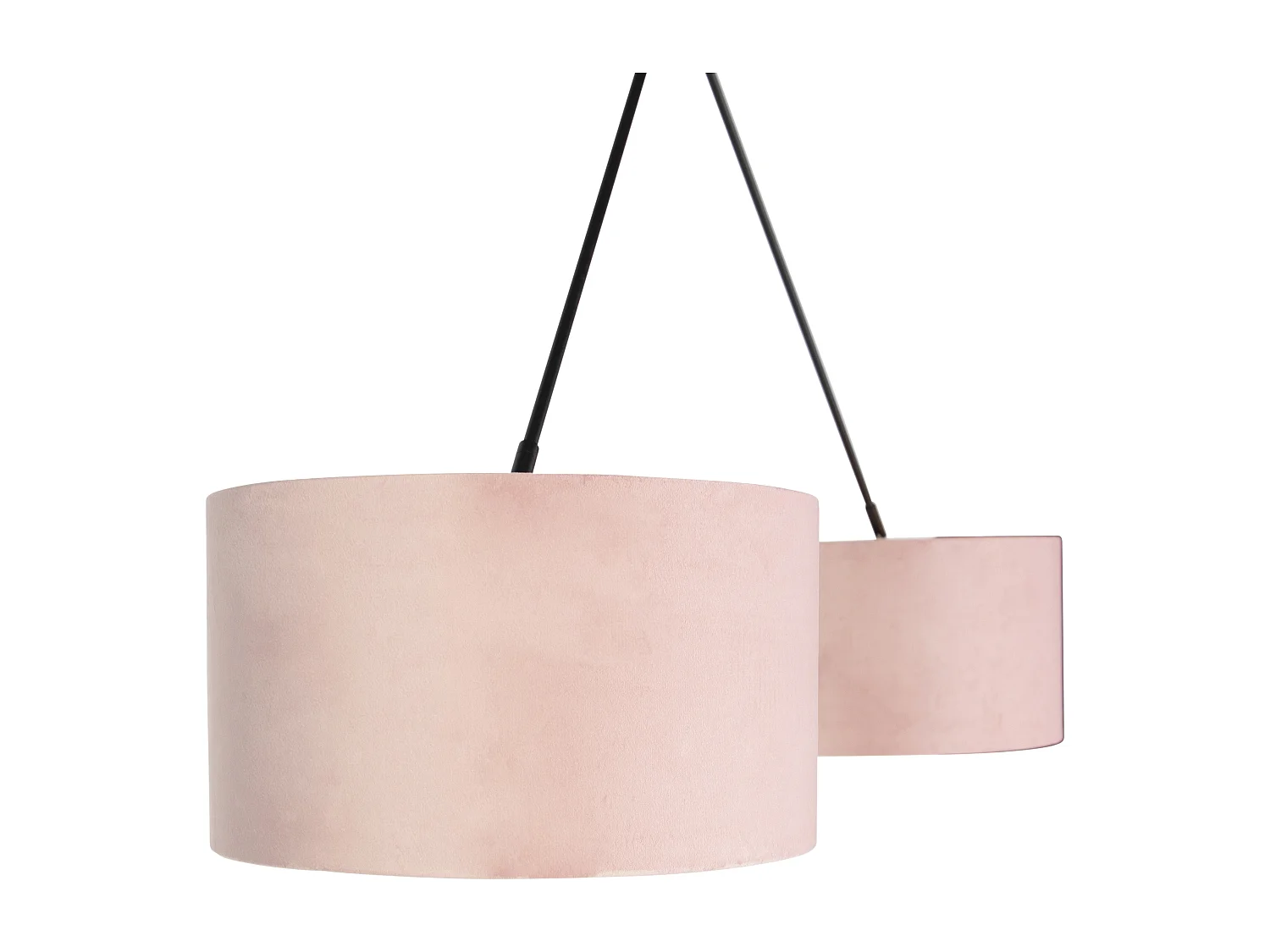 Suspension noire avec abat-jour en velours rose et or 35 cm 2 lumières - Blitz