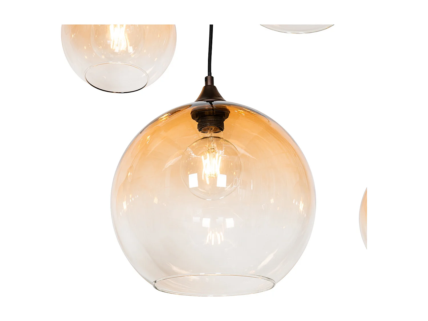 Lampe à suspension art déco bronze avec verre ambré 8 lumières - Sandra