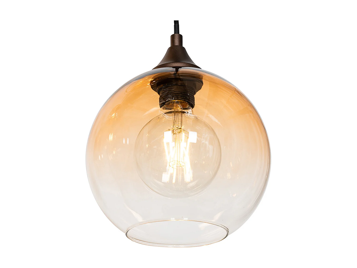 Suspension Art Déco bronze foncé avec verre ambre 8 lumières - Sandra