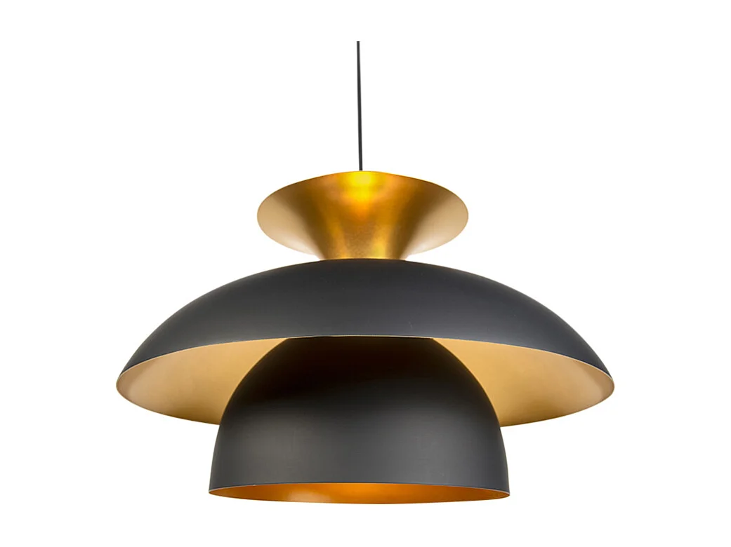 Suspension Moderne ronde noir et or 3 couches - Titus
