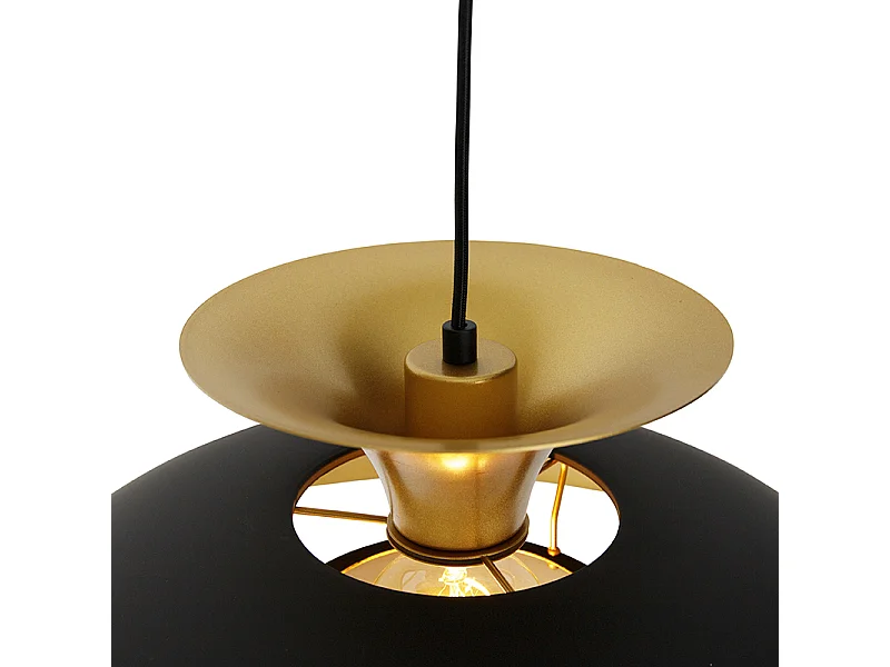 Suspension ronde moderne noire avec or 3 couches - Titus