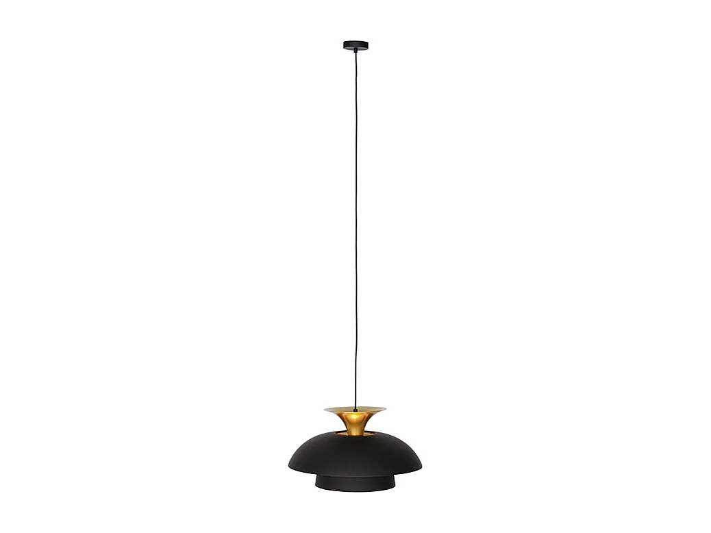 Suspension ronde moderne noire avec or 3 couches - Titus