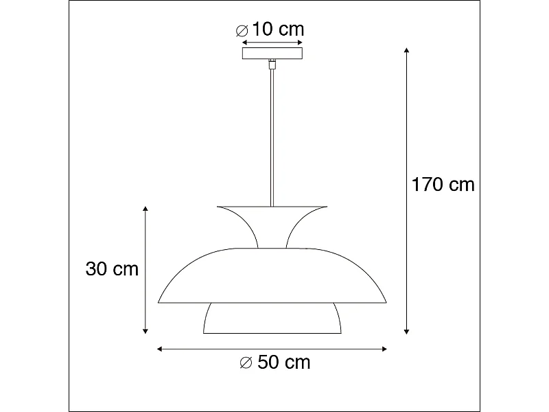 Suspension ronde moderne noire avec or 3 couches - Titus