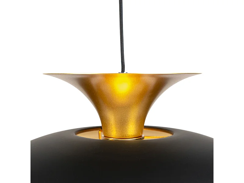 Suspension ronde moderne noire avec or 3 couches - Titus