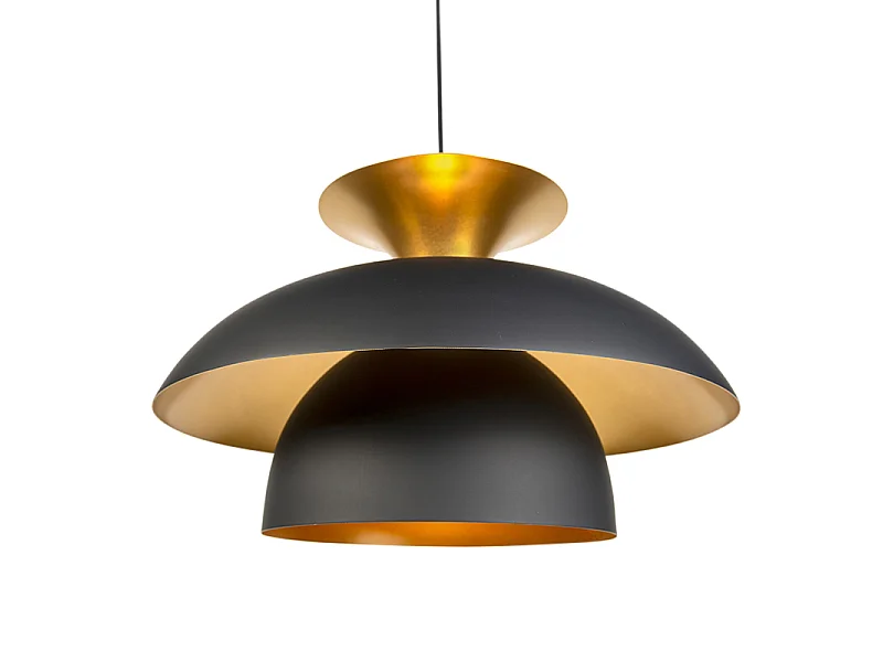 Suspension ronde moderne noire avec or 3 couches - Titus
