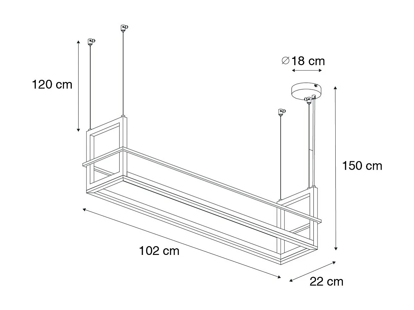 Lampe suspendue noire avec support avec LED dimmable en 3 étapes - Cage Rack