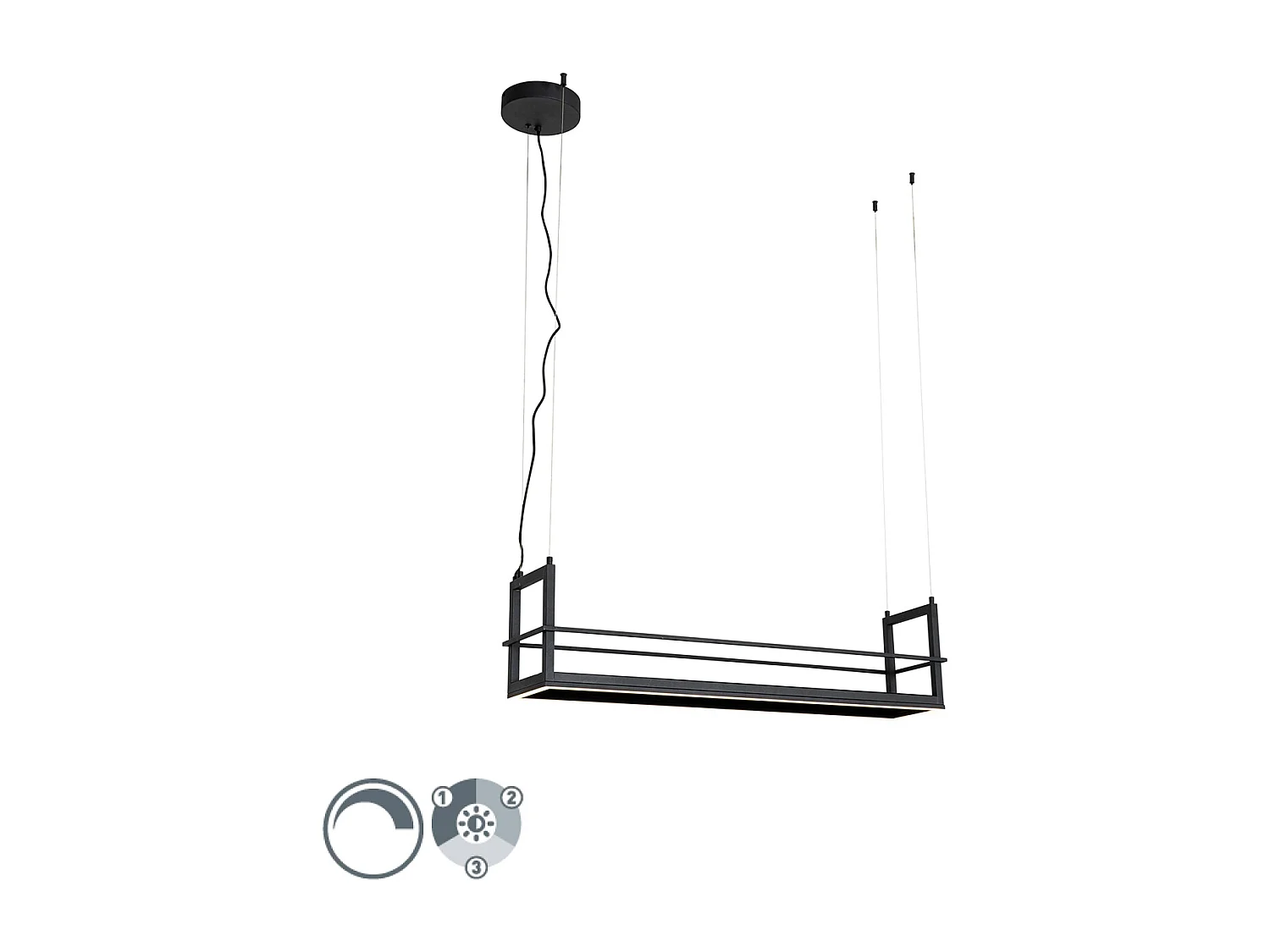 Suspension noire avec étagère avec LED à intensité variable 3 niveaux - Cage Rack