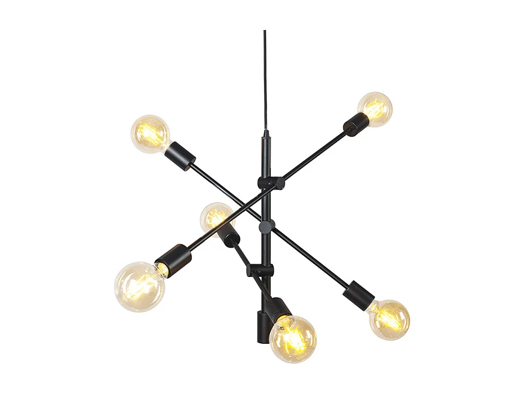 Lampe à suspension industrielle noire 6 lumières - Sydney