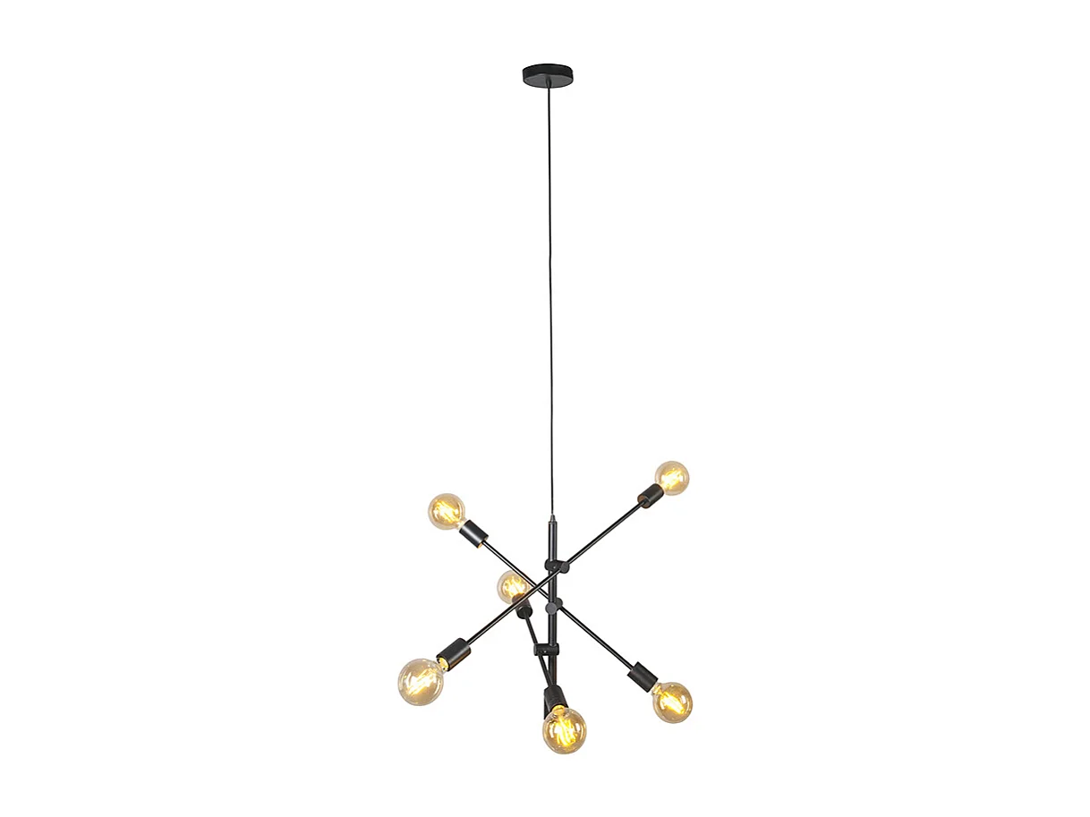 Lampe à suspension industrielle noire 6 lumières - Sydney