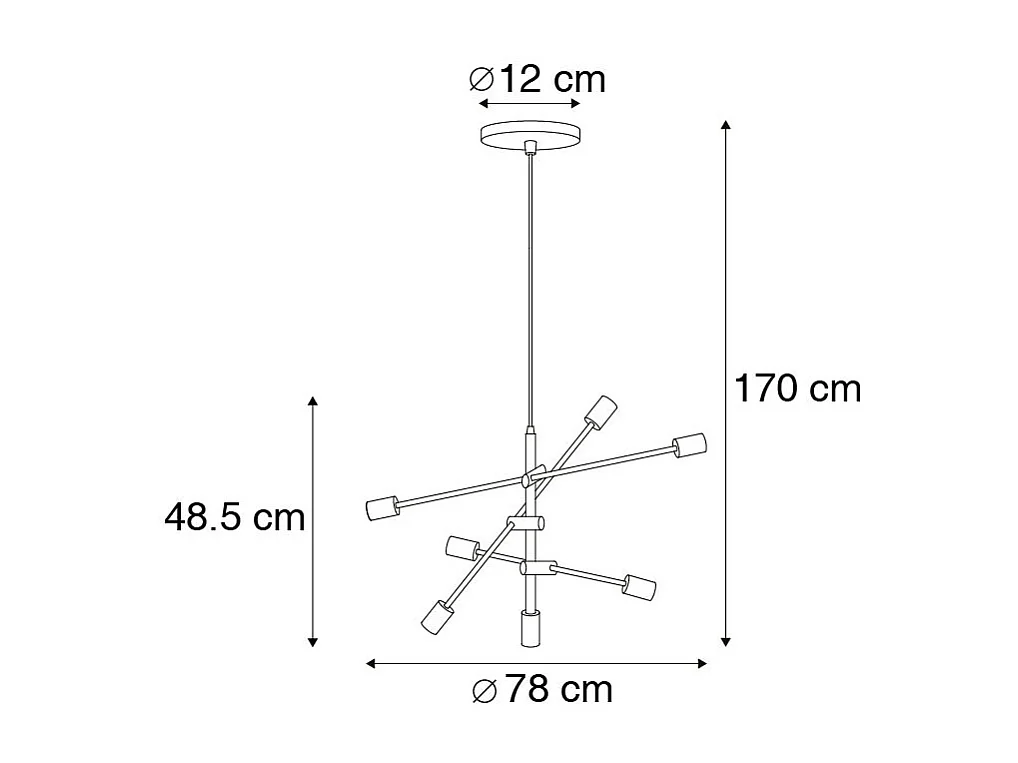 Suspension industrielle noire 6 lumières - Sydney