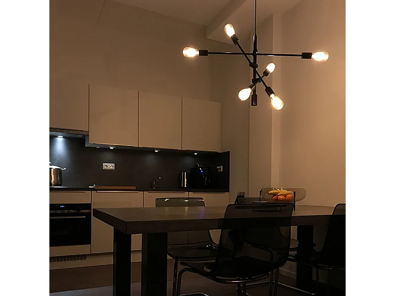 Suspension industrielle noire 6 lumières - Sydney