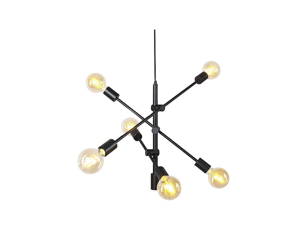 Lampe à suspension industrielle noire 6 lumières - Sydney