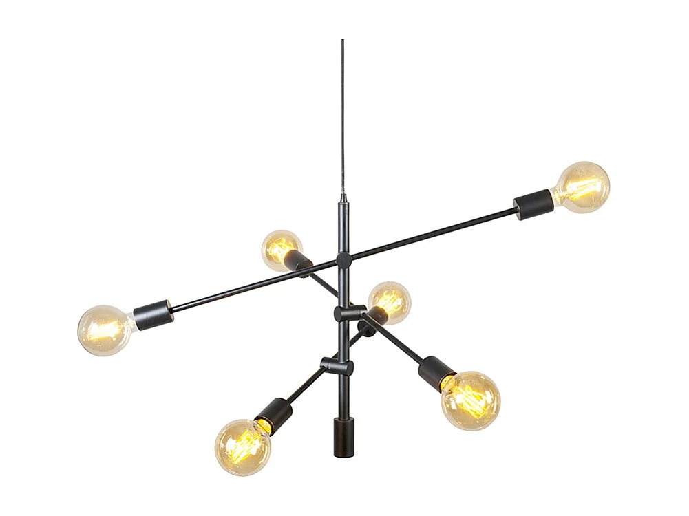 Suspension industrielle noire 6 lumières - Sydney