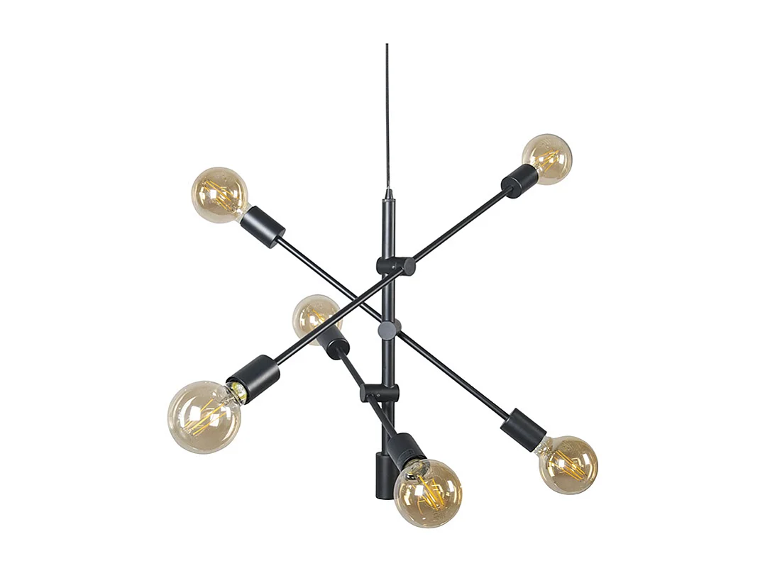 Suspension industrielle noire 6 lumières - Sydney