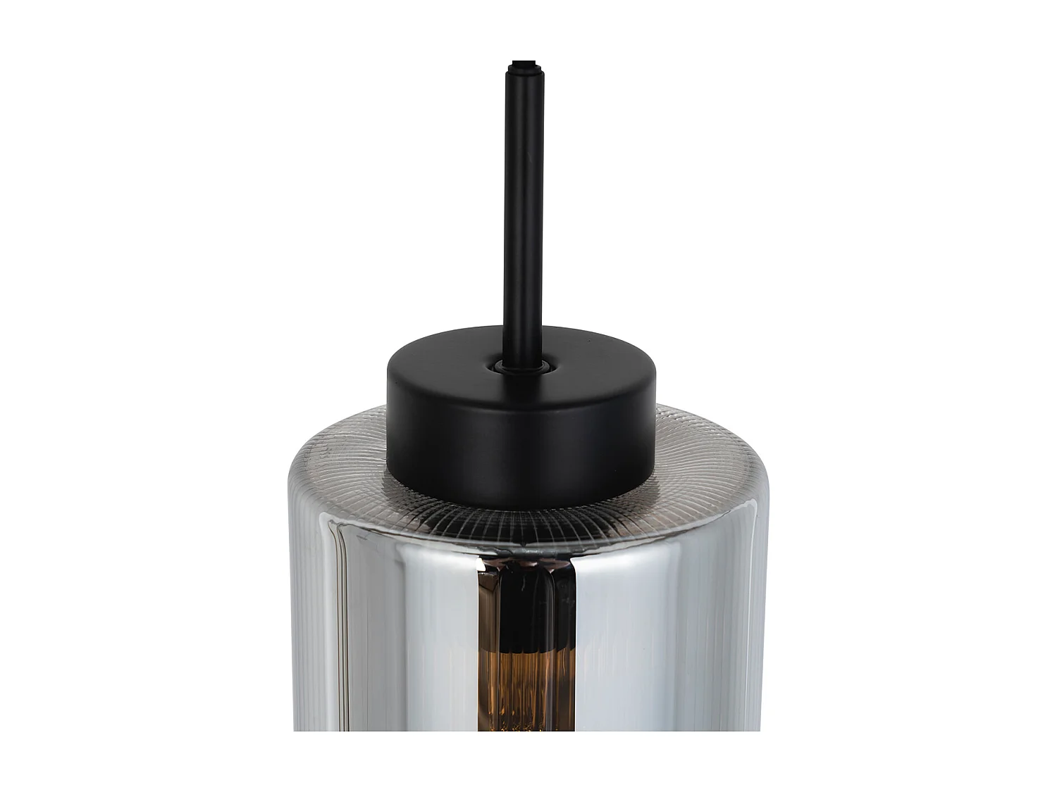 Lampe à suspension Art Déco noire avec verre fumé 4 lumières - Laura