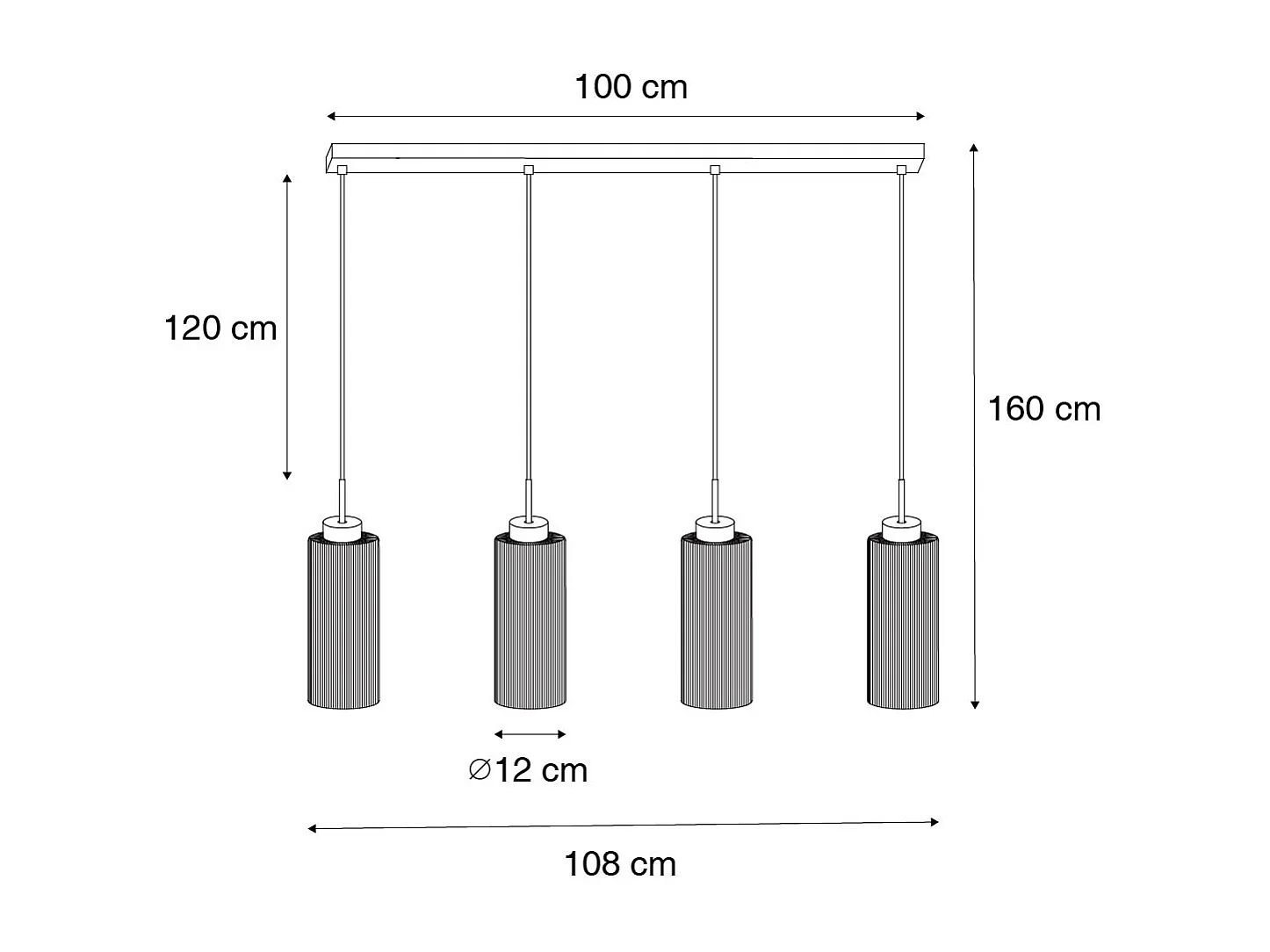 Suspension Art Déco noire avec verre fumé 4 lumières - Laura