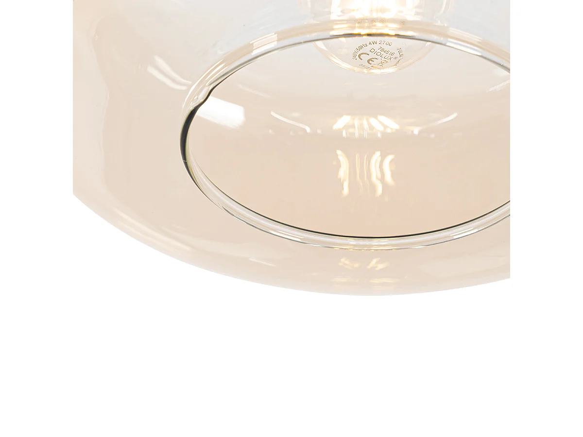 Suspension Art Déco noire avec verre ambre - Bizle