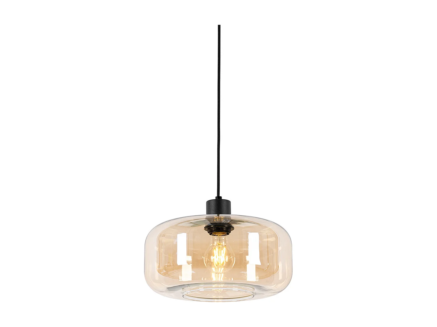 Suspension Art Déco noire avec verre ambre - Bizle