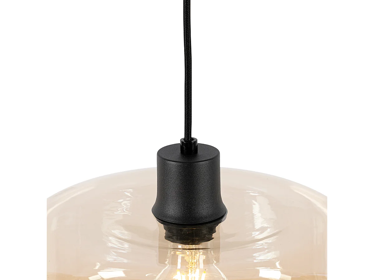 Suspension Art Déco noire avec verre ambre - Bizle
