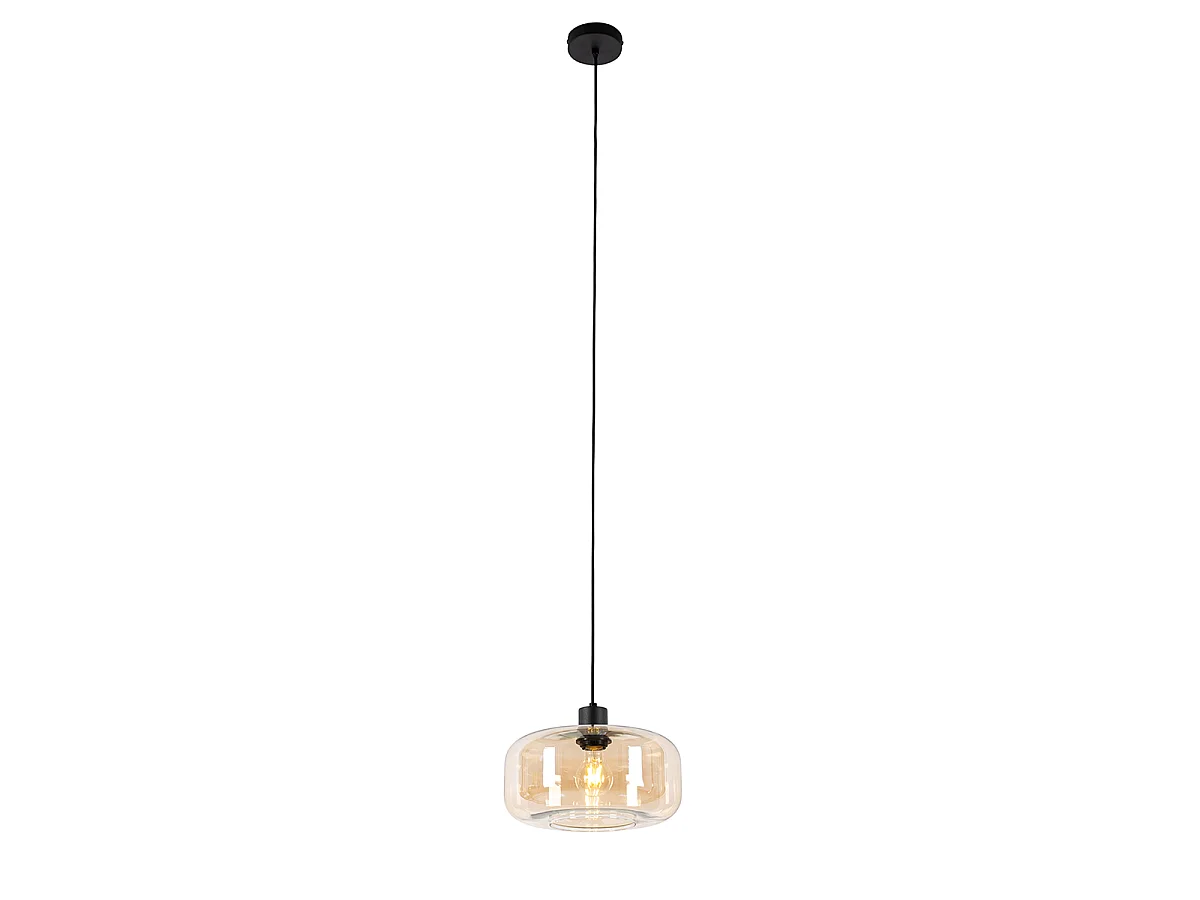Suspension Art Déco noire avec verre ambre - Bizle